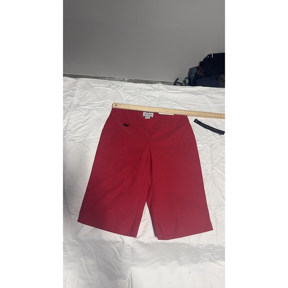 Donkenny Womens Red Bermuda Shorts Tummy Control Size 6 Casual Summer Mid Length